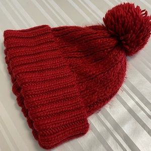 Knit Red Pom Beanie